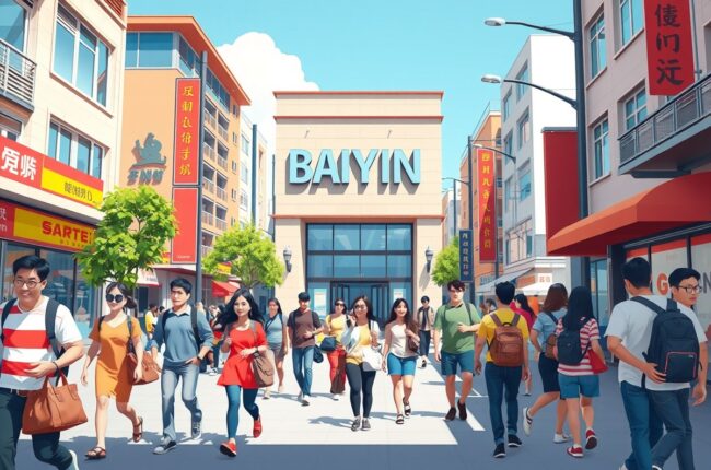 Foreigners walking near a landmark in Baiyin, Gansu, for local WeChat groups.