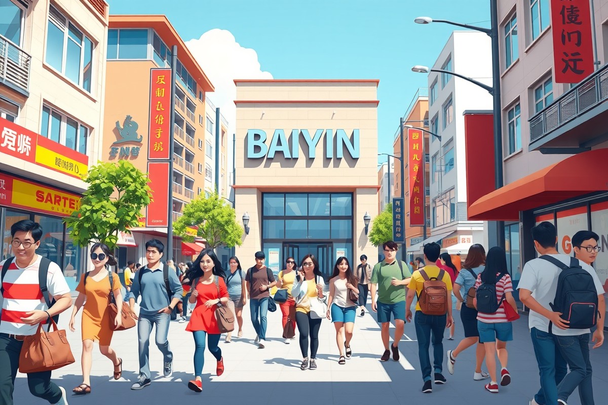 Foreigners walking near a landmark in Baiyin, Gansu, for local WeChat groups.
