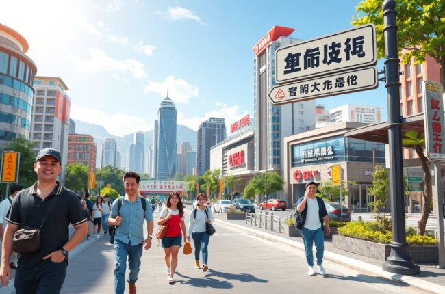 Foreigners walking near White洋淀 Lake in Baoding.