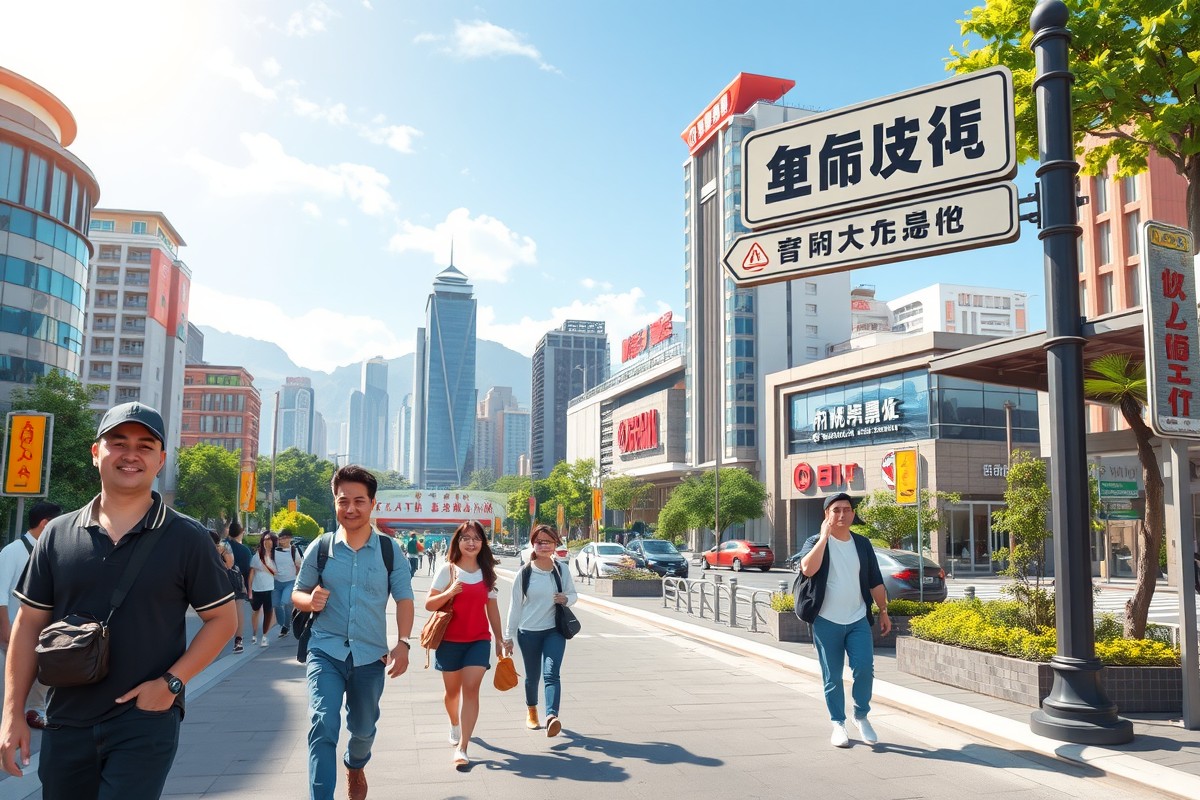Foreigners walking near White洋淀 Lake in Baoding.