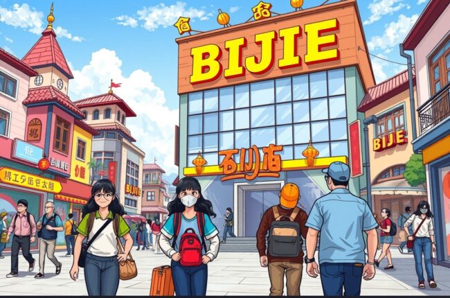 Foreigners walking in Bijie 毕节市 near a local landmark, joining the local WeChat groups.