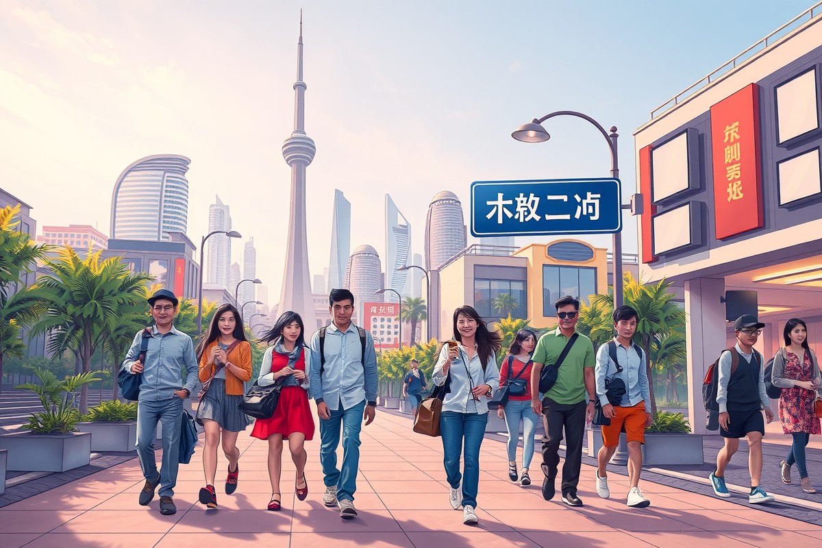 Foreigners walking in Chongzuo city, exploring its landmarks and vibrant community.