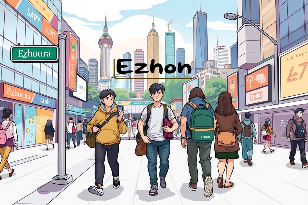 Foreigners walking in Ezhou near the Yangtze River.