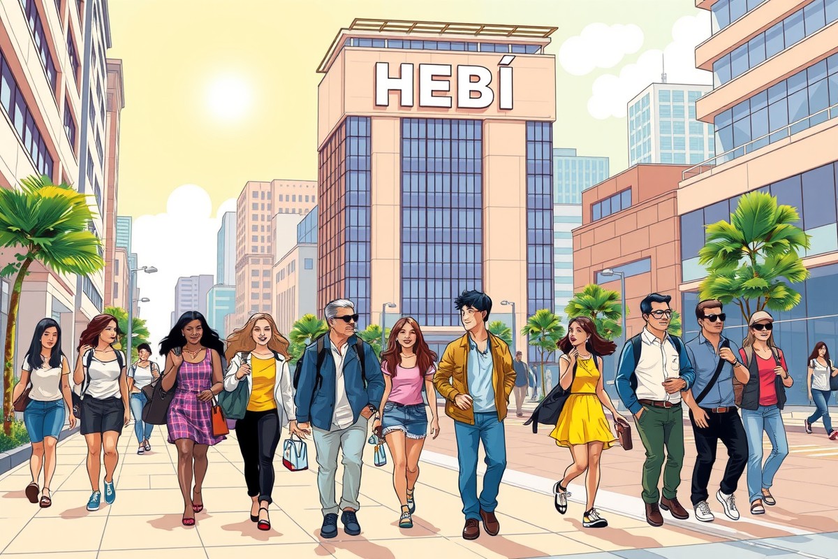 Foreigners walking near a landmark in Hebi 鹤壁市, Henan 河南, for WeChat groups.