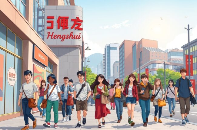 Foreigners walking in Hengshui 衡水市 near local landmarks for the expat WeChat groups.