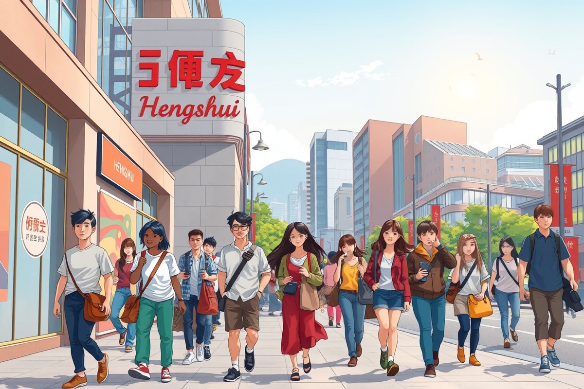 Foreigners walking in Hengshui 衡水市 near local landmarks for the expat WeChat groups.