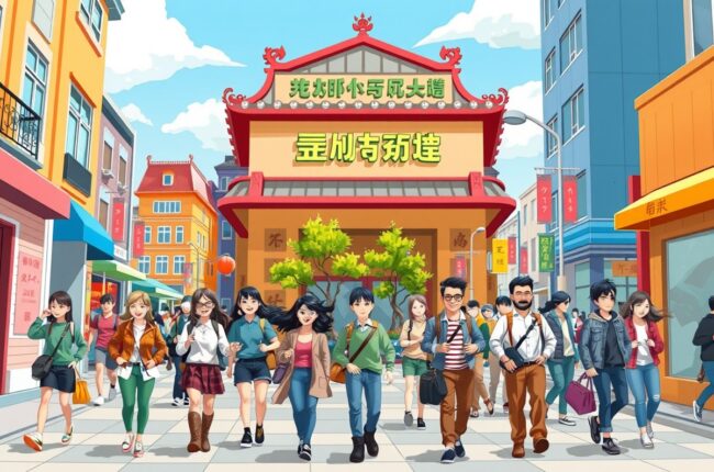 Foreigners walking near a landmark in Pingdingshan for local WeChat groups.