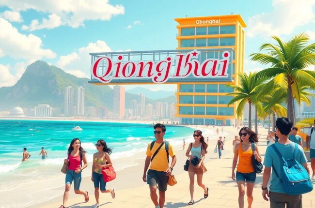 Expats walking near the coast in Qionghai, Hainan, joining local WeChat groups.