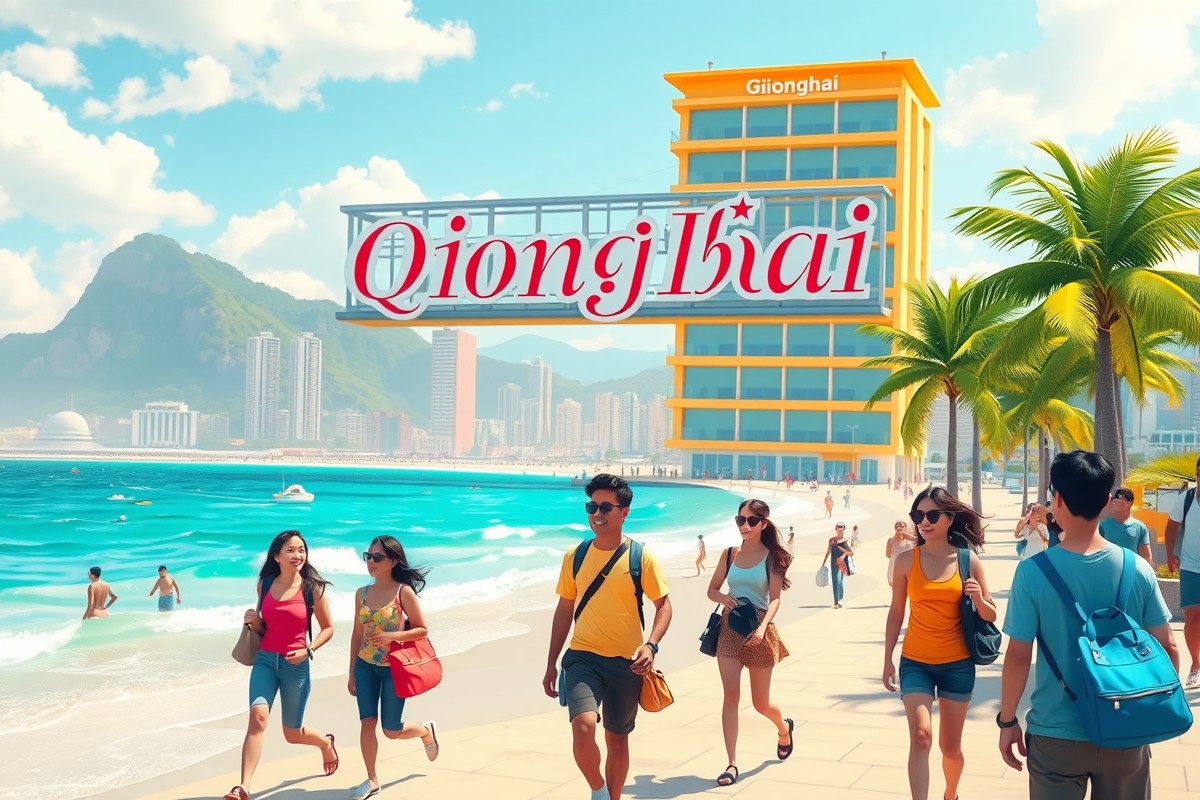 Expats walking near the coast in Qionghai, Hainan, joining local WeChat groups.