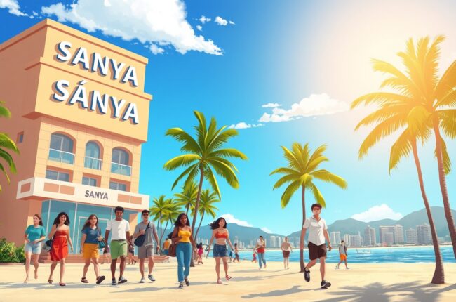 Foreigners walking near a beach in Sanya 三亚市, Hainan, joining local WeChat groups.