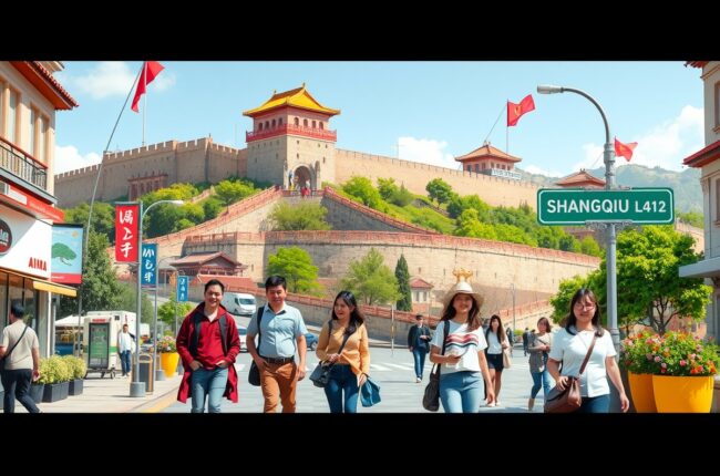 Foreigners walking in Shangqiu 商丘市, Henan 河南, exploring the city for WeChat groups.