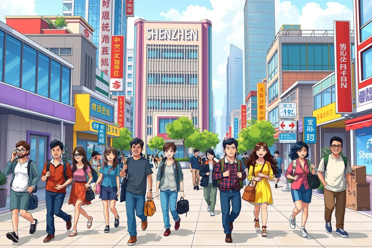 Foreigners walking near the Ping An Finance Center in Shenzhen for WeChat groups.