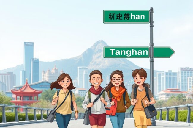 Foreigners walking near Dragon Mountain Park in Tangshan for local WeChat groups.