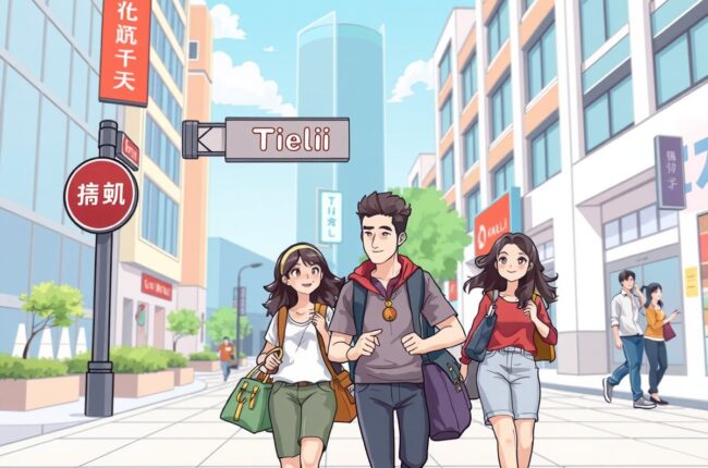 Expats walking near Tieli Railway Station landmark for local WeChat groups.