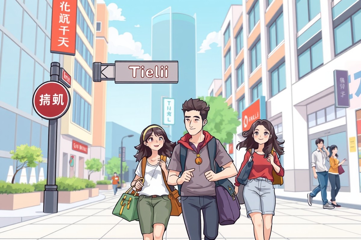 Expats walking near Tieli Railway Station landmark for local WeChat groups.