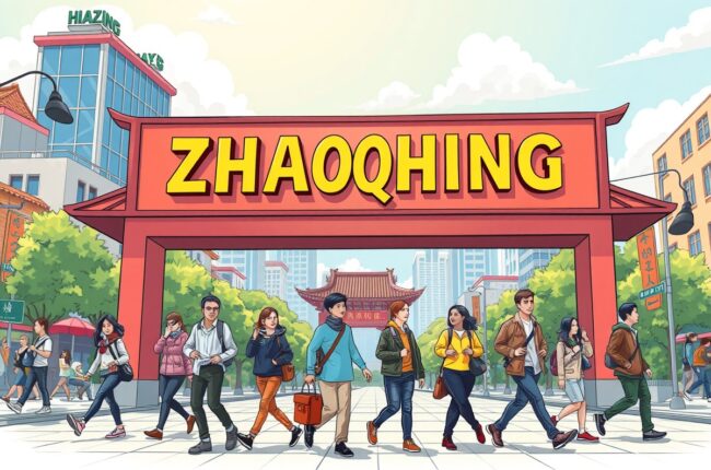 Foreigners walking near Xiqiao Ancient Town in Zhaoqing, Guangdong, for local WeChat groups.