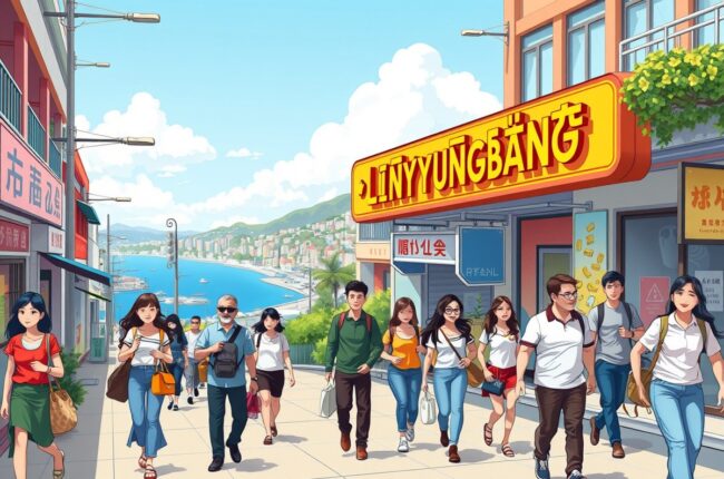 Expats walking near the Lianyungang Port area in Jiangsu, China, joining local WeChat groups.