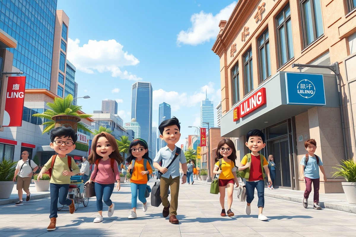 Foreigners walking near a landmark in Liling 醴陵市, Hunan 湖南, joining local WeChat groups.
