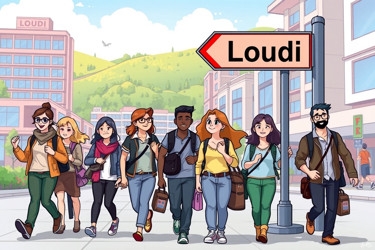 Foreigners walking near Meishan District landmark in Loudi for WeChat groups
