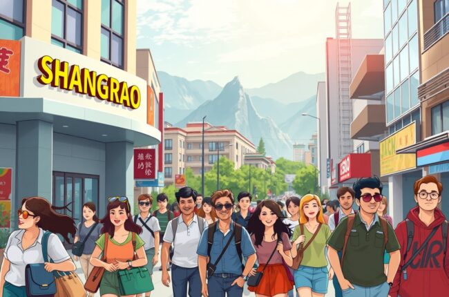 Foreigners walking near Lushan Mountain in Shangrao for WeChat groups.
