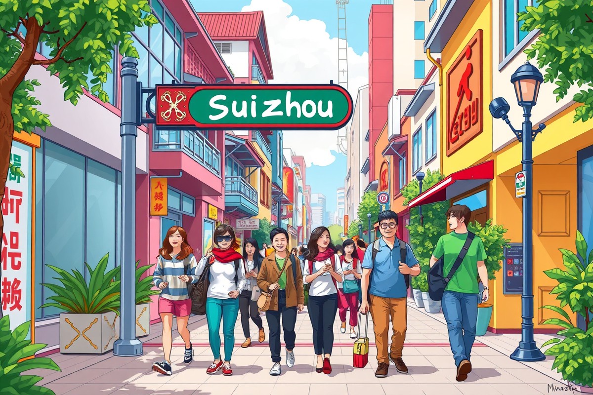 Foreigners walking in Suizhou 随州市, Hubei 湖北, exploring the city's landmarks