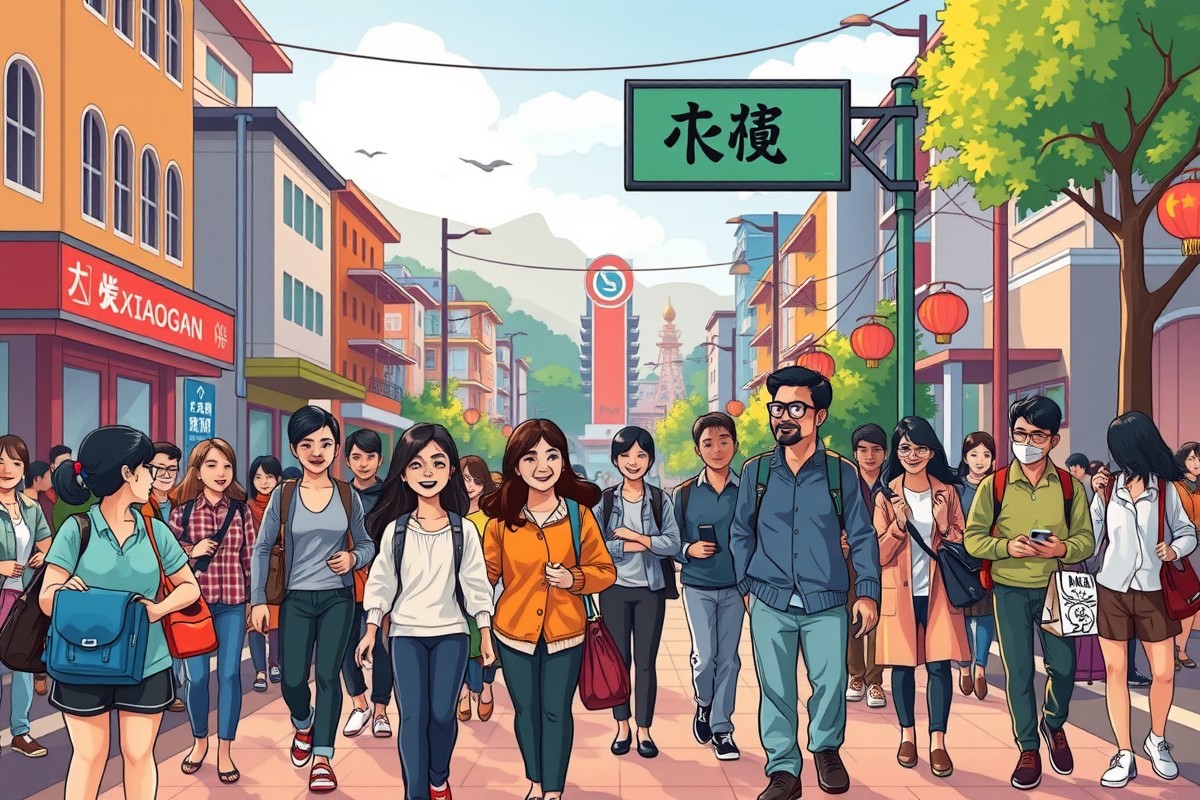 Foreigners walking in Xiaogan 孝感市 near the Xishui River.